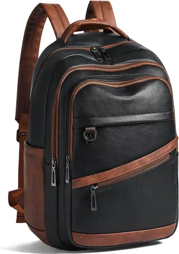Vista 10 de LATMAP Mochila de 43L para mujeres y hombres - Mochila de cuero vegano, bolsa de viaje, maleta de mano, mochila universitaria, para trabajo