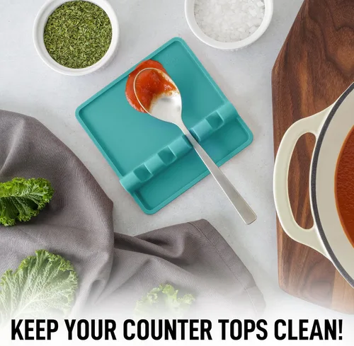 Vista 2 de Zulay Kitchen - Reposa utensilios de silicona con bandeja antigoteo para múltiples utensilios de cocina, reposacucharas sin BPA y resistente al