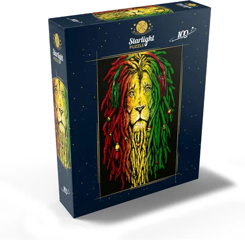 Vista 2 de MyPuzzle Rasta Lion - Rompecabezas prémium de 100 piezas, fabricado en Estados Unidos