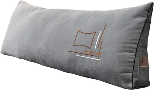 Vista 9 de Almohada triangular grande de cuña de lectura, cojín para cabecera de sofá cama, cojín para cabecero, cojín para cama individual, matrimonial Azul
