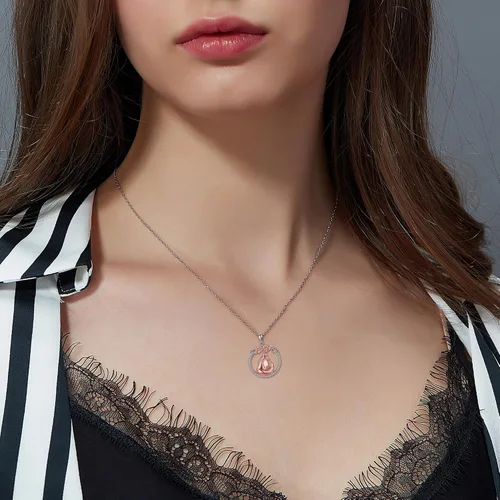 Vista 2 de EXRANQO FoxLionOtterMonkey Necklace 925 Sterling Silver Animal Pendant Necklace Jewelry Birthday Gifts for Women Girls Mother Daughter