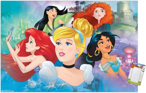Vista 18 de Trends International Disney Princess - Póster de pared de Gaze, 14.72 x 22.37 pulgadas, versión enmarcada de madera de granero