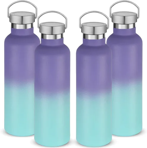 Vista 19 de Volhoply 24 onzas Botella de agua aislada con boca estándar con tapa de combinación de plástico y acero inoxidable, botellas de agua de 304 18/8