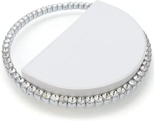 Vista 3 de ROUTENGWAIFU Bolso de noche de decoración de diamantes de imitación con purpurina redonda para mujer, bolsos elegantes para cena, fiesta, boda