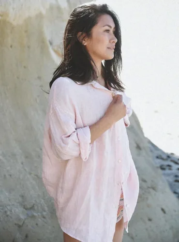 Vista 3 de Gertisan Camisa de playa con botones para mujer, de manga larga, para cubrir el traje de baño