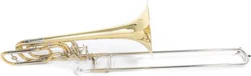 Vista 10 de Roy Benson Eb Alto Trombón MOD.AT-201 acabado lacado con caja ligera en forma, amarillo, plata (RB701121)