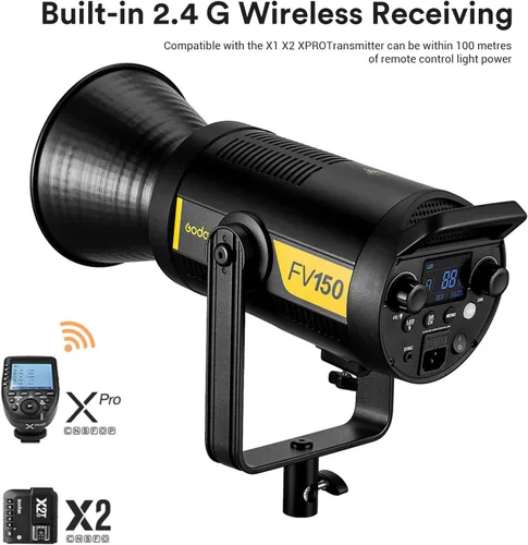 Vista 5 de Godox FV150 150W 2.4G inalámbrico 1/8000 HSS sincronización de alta velocidad LED luz compatible con cámaras Canon Nikon Sony Fuji Panasonic Olympus