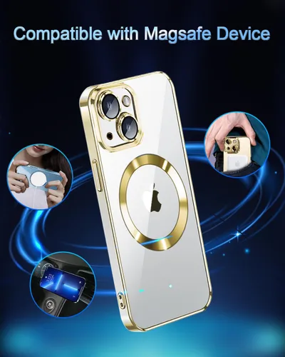 Vista 4 de Intermerge Funda para iPhone 14, compatible con carga inalámbrica MagSafe, protección de grado militar a prueba de golpes, resistente al amarilleo