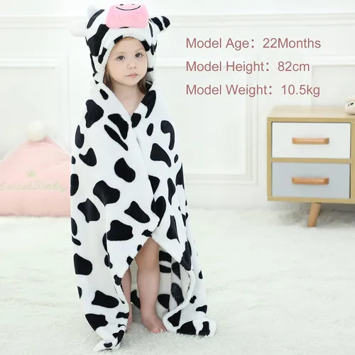 Vista 2 de MICHLEY Manta de bebé con capucha para niños y niñas, con cara de animal para otoño e invierno, de 0 a 3 años