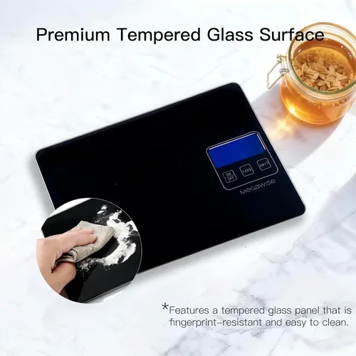 Vista 6 de MegaWise Báscula de precisión para alimentos, báscula digital recargable impermeable de 33 libras, graduación precisa de 0.04 onzas, peso gramos