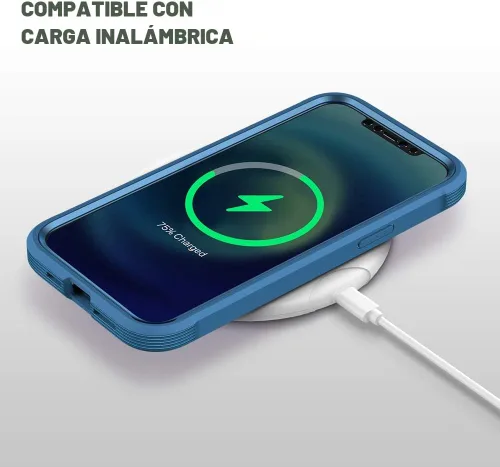 Vista 5 de Carcasa Diaclara diseñada para iPhone 12/12 Pro, carcasa completa resistente con protector de pantalla táctil y antiarañazos integrado, carcasa