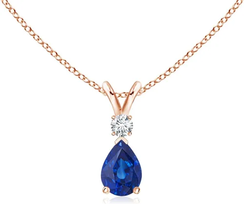 Vista 106 de Angara Colgante de lágrima de zafiro azul natural con diamante en plata/oro macizo de 14 quilates/platino Cumpleaños, compromiso, aniversario