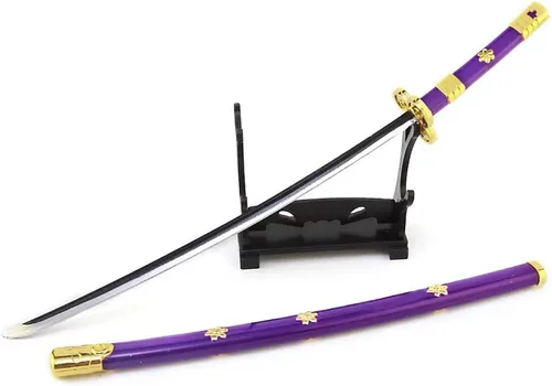 Vista 11 de Espada Samurai Zoro de 10 Pulgadas - Anime Roronoa Shusui/Wado Ichimonji/Kitetsu/Yubashiri - Espada Mini de Metal Katana - Colección de Regalo