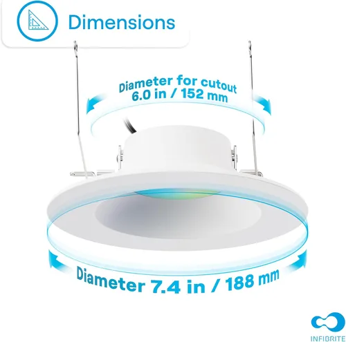 Vista 9 de Kit de luces LED de 5 y 6 pulgadas Smart de 12 W y 1100 lm empotrable delgado LED serie (incluye conector E26) compatible con Alexa y Google