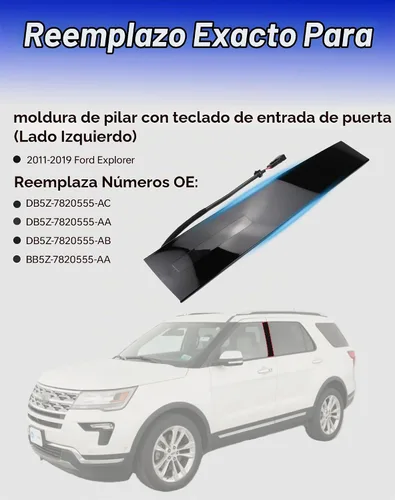 Vista 2 de Flecto Moldura de puerta, panel de moldura de puerta, lado del conductor (izquierdo), compatible con Ford Explorer 2011-2019, teclado de entrada sin