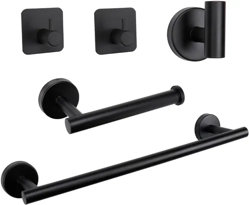 Vista 11 de TocTen Juego de 4 piezas de accesorios de baño, juego de barra de toalla de mano de acero inoxidable grueso, incluye soporte para toallas de baño