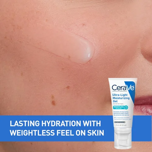Vista 9 de CeraVe Gel hidratante ultraligero, gel hidratante facial para hombres y mujeres con ceramidas, niacinamida, ácido hialurónico, sin fragancia, sin