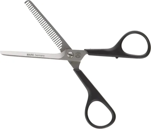 Vista 3 de Mars Professional - Tijeras de adelgazamiento de acero inoxidable, cuchillas de doble dentado, 6 pulgadas de longitud