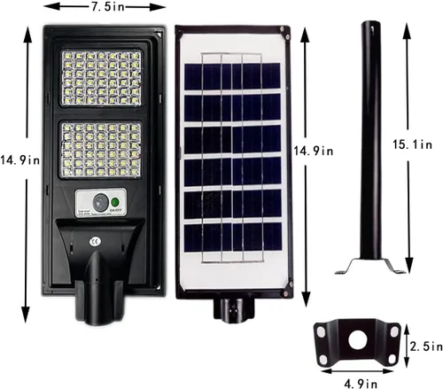 Vista 16 de Luces solares de calle de 30000 lm para exteriores, impermeables, 6000 K, luces de inundación solares con sensor de movimiento y control remoto