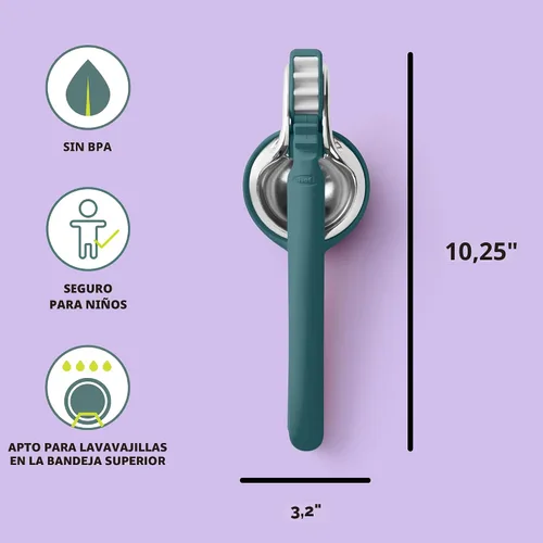 Vista 2 de Chef'n FreshForce - Exprimidor de cítricos de limón, prensa manual con potencia de doble engranaje para una máxima extracción de jugo, duradero