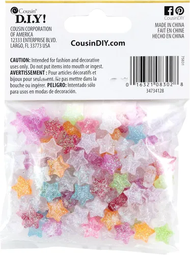 Vista 2 de Cousin Cuentas de estrella con purpurina, multicolor