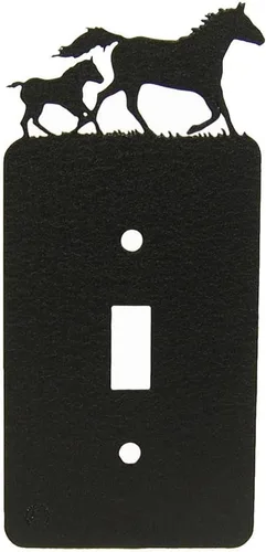 Vista 15 de Mare & Foal - Interruptor de luz de palanca de caballo y placa de pared de una sola banda (Rocker-GFCI) (palanca simple con GFCI (mecedora), negro)