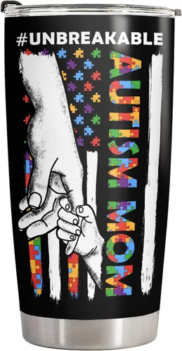 Vista 2 de 34HD Regalo para el Día de la Madre para mamá con autismo – Vaso irrompible para mamá con conciencia sobre el autismo, taza para mamá