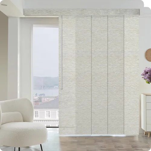 Vista 17 de Graywind - Paneles deslizantes manuales 100% opacos con control de varilla, persianas de privacidad para ventanas de patio, puertas corredizas