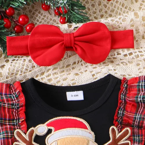 Vista 2 de Vestido de Navidad para niña pequeña, vestido de Acción de Gracias, vestido de retazos con volantes, vestido de manga larga para bebé