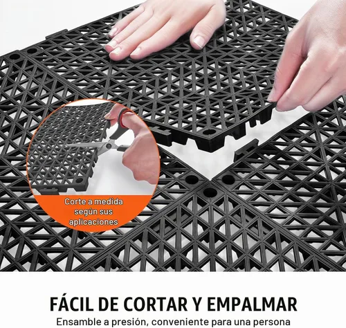 Vista 4 de VEVOR Alfombra Modular Entrelazada, Paquete de 12 Piezas de 30,5 cm x 30,5 cm, Azulejos de Drenaje de PVC Suave Entrelazados, Agujeros de Drenaje