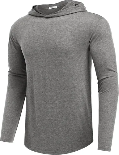 Vista 14 de PINSPARK Sudaderas ligeras con capucha tipo pullover para hombres, manga larga, sudadera con capucha para golf, gimnasio, entrenamiento, sudadera