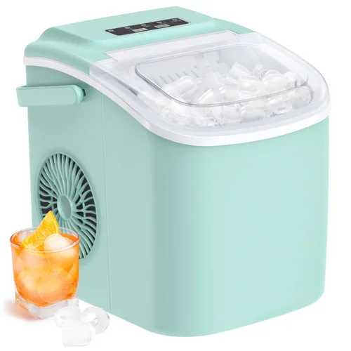 Vista 13 de Máquinas de Hielo de Encimera Silonn, 9 Cubos Listos en 6 Minutos, 26 libras en 24 Horas, Máquina de Hielo Autolimpiante con Pala para Hielo
