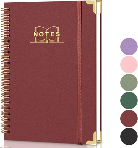 Vista 10 de Cuaderno de espiral rayado, cuaderno A5 de tapa dura en espiral para el trabajo, 5.7 x 8.2 pulgadas, cuadernos de papel grueso de 100GSM