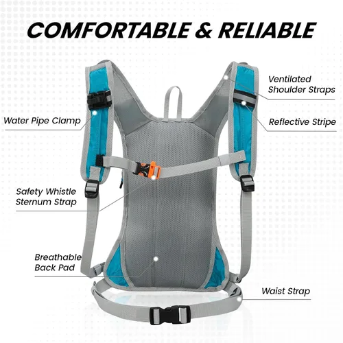 Vista 3 de Nepest Hydration Pack Backpack for Women & Men, Lightweight Water Backpack with 2L Water Bladder for Hiking Cycling Running Biking Verde azulado