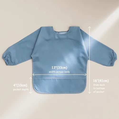 Vista 2 de POIKSHARK 4 Pack Long Sleeve Bib, Reusable Bib with Catch-all Pocket