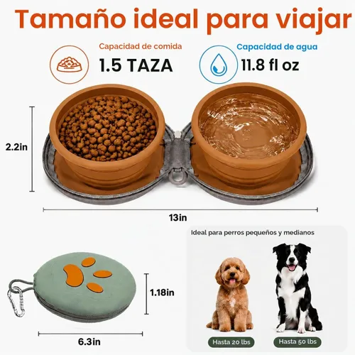 Vista 3 de Mosquetón de silicona portátil plegable 2 en 1 para perros