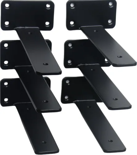 Vista 10 de Paquete de 2 - Soportes de estante en L ocultos negros de 4 pulgadas (1/5 pulgada de grosor) Soportes de estante flotante de hierro Soportes