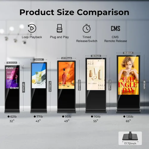 Vista 2 de Pantalla LCD IPS de 32 pulgadas para señalización digital interior, quioscos digitales de pie interactivos con WiFi, entrada HDMI/USB, reproductor