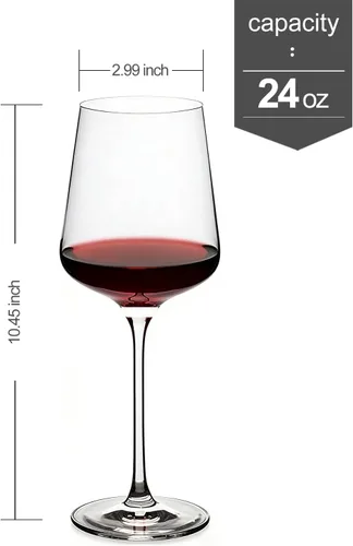 Vista 8 de Copas de vino de cristal, juego de 2 copas de vino tinto universales, copas de vino de 24 onzas, copas de burdeos, vidrio de cristal de primera