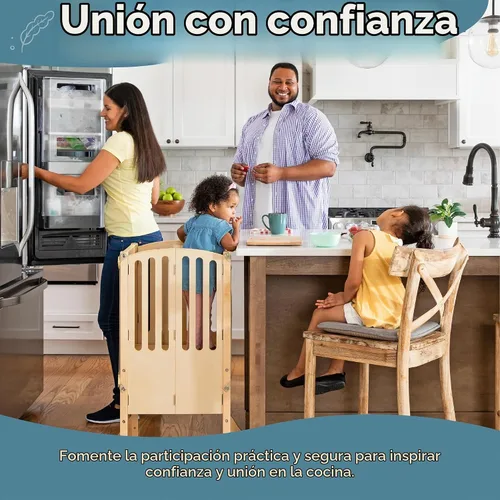 Vista 7 de Guidecraft Contemporary Kitchen Helper® Taburete de cocina y 2 protectores - Gris: Plegable, altura ajustable, taburete de cocina de madera