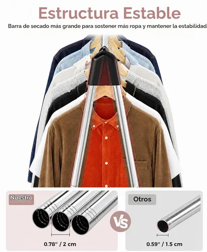 Vista 4 de TOOLF Tendedero plegable para ropa, de acero inoxidable, portátil, para interiores y exteriores, de gran capacidad