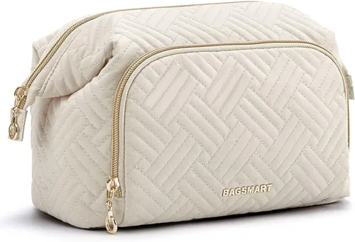 Vista 9 de BAGSMART Bolsa de Maquillaje, Esponjosa, Negro, Bolsa de maquillaje