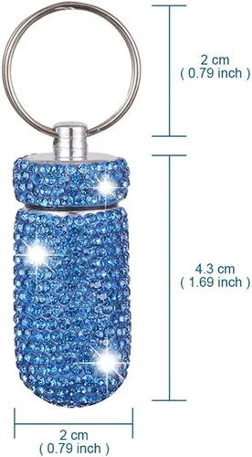 Vista 2 de Pastillero, tamaño mini impermeable llavero de aluminio soporte para pastillas, 1 compartimento