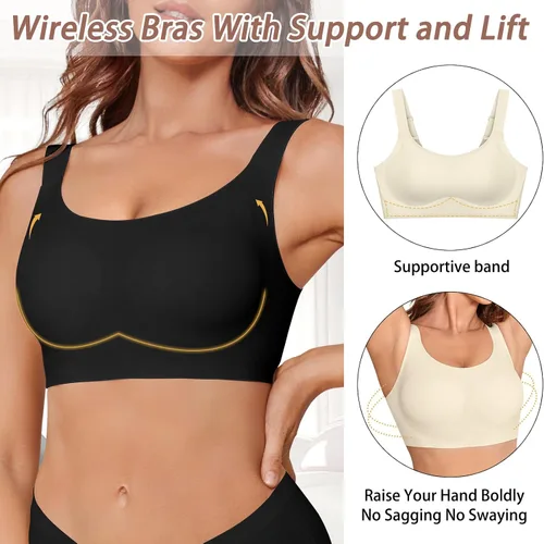 Vista 3 de Sujetadores deportivos para mujer, de alto soporte, busto grande, ligeros, sin costuras, cómodos, sin varillas, con relleno, brasier de yoga