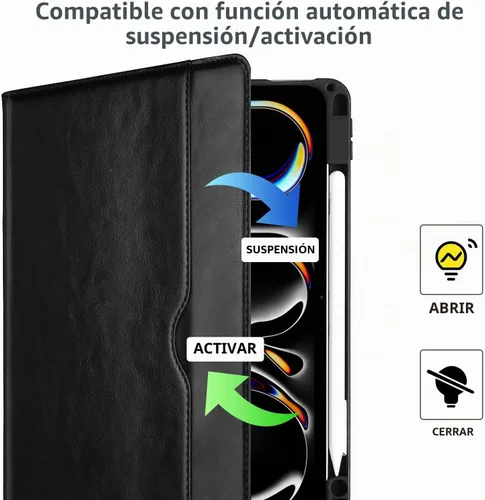 Vista 4 de ProCase Funda de piel sintética para iPad Pro de 11 pulgadas 2025 M5 / 2024 M4 con correa de mano bolsillo frontal, cubierta de soporte de negocios