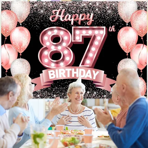 Vista 393 de Cartel de feliz cumpleaños décimo oro rosa, telón de fondo, saludos a 10 años, globos de confeti, decoración temática para niñas de 10 años