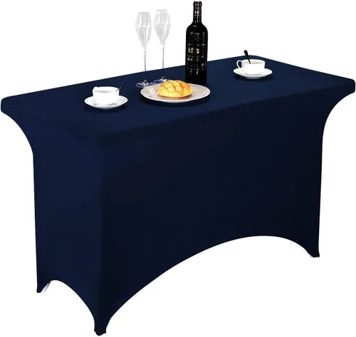 Vista 76 de LZY Cubierta de Mesa Elástica Ajustable de Spandex para Mesa Plegable de 6 pies, 4 pies o 8 pies, Mantel de Cóctel Rectangular, Perfecto para Champn