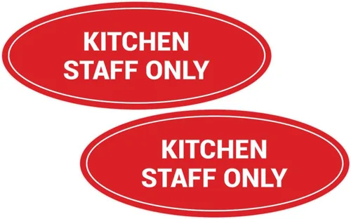 Vista 42 de Signs ByLITA Letrero ovalado solo para el personal de cocina (rojo) - Pequeño
