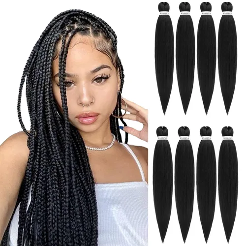 Vista 9 de Cabello trenzado preestirado - 12 pulgadas, 8 paquetes, cabello trenzado corto natural negro para trenzas torcidas o en caja, extensiones de cabello