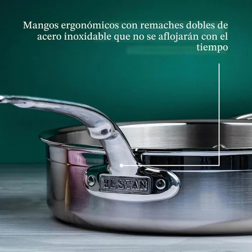 Vista 7 de ProBond - Sartén forjada de acero inoxidable profesional de 3.5 cuartos de galón con tapa
